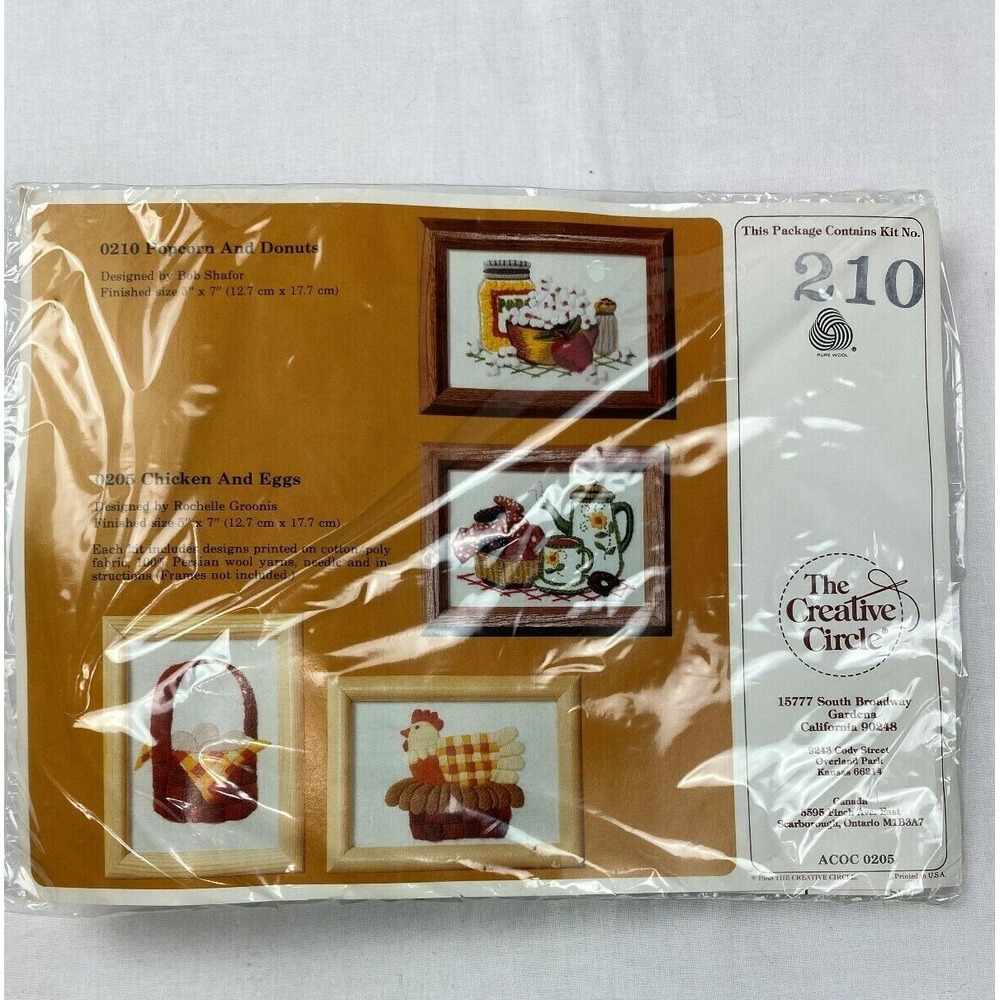 Creative Circle #0210 Popcorn and Donuts Vintage 1983 Kit Brand New in Package